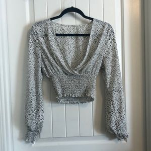 Shein white with black dot crop top! Long sleeve